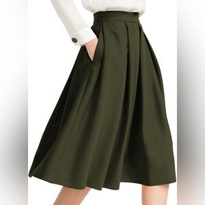 Elegant Olive Green A-Line Skirt